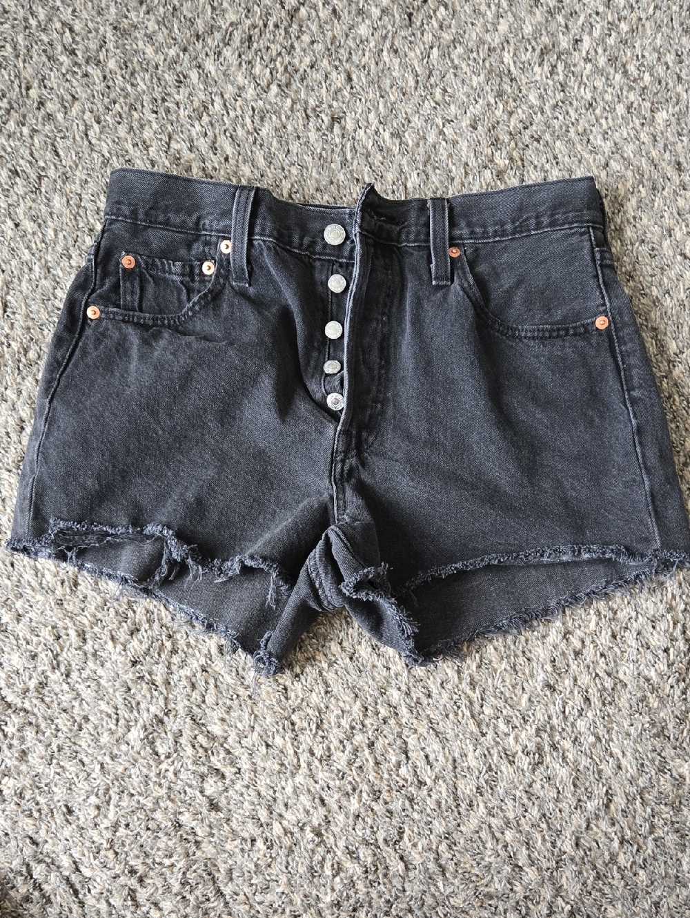 Levi's High-Rise Black Denim Button-Front Women's Shorts
